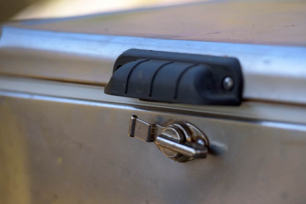 Photo of a chest freezer with a lock