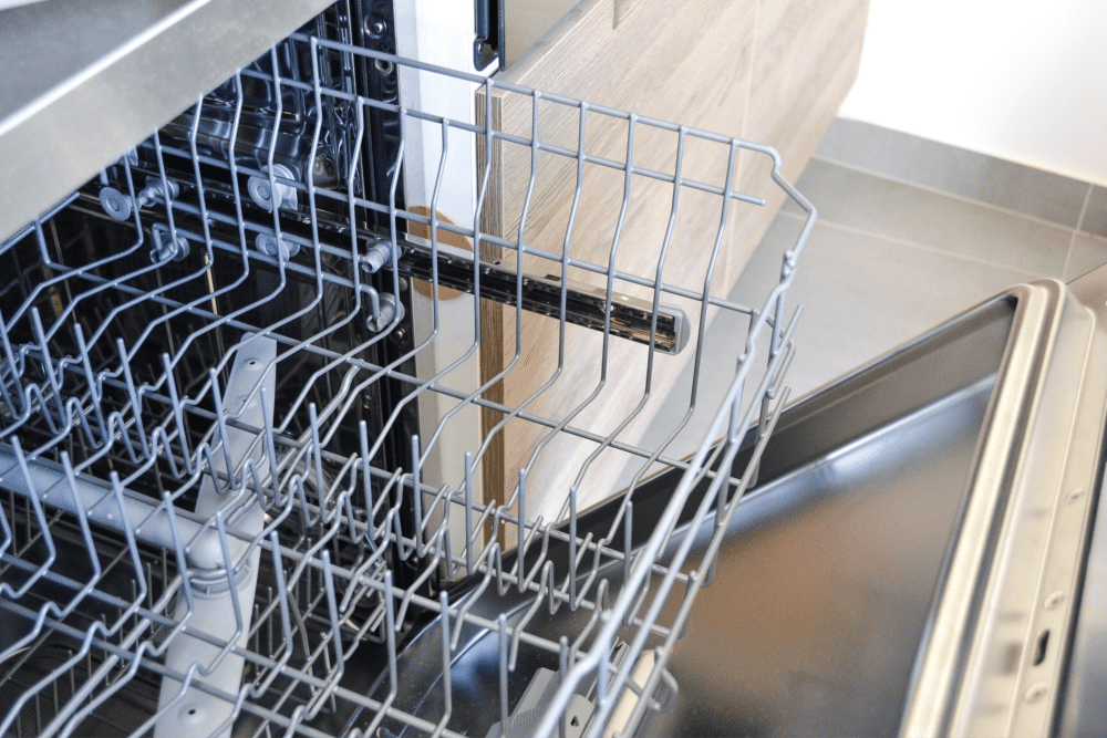 Photo of a dishwasher's top rack