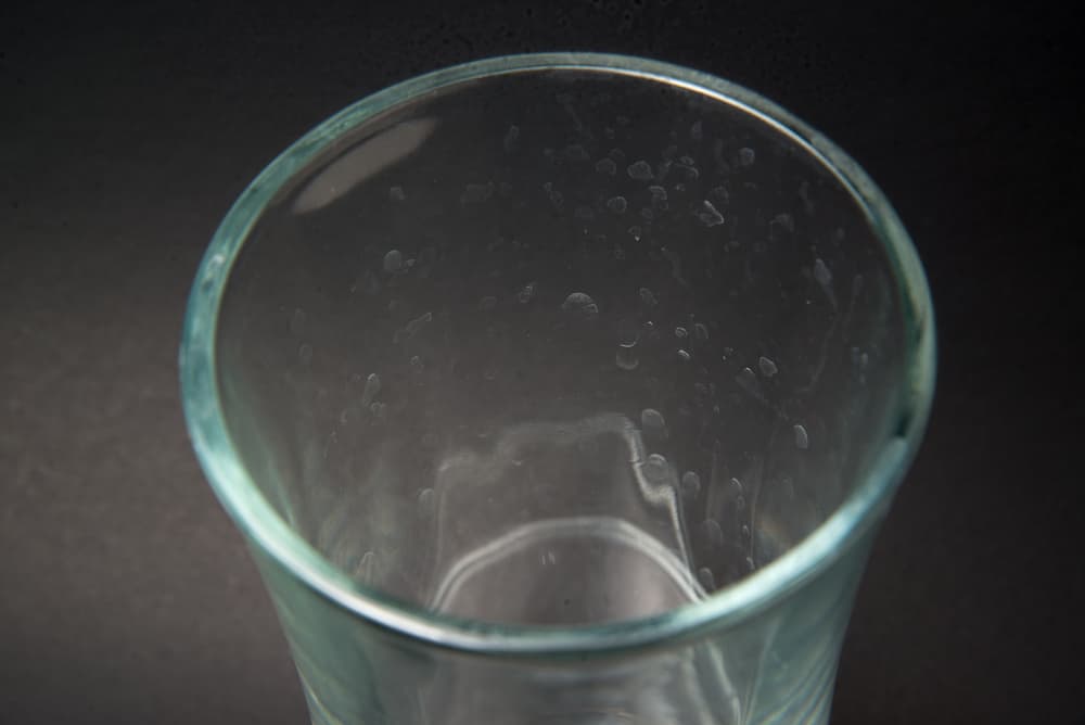 Photo of hard water stains on a glass