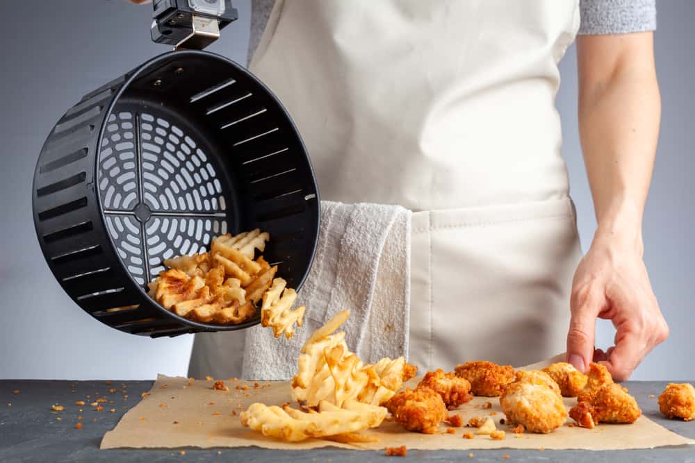 Photo of an air fryer on a kitchen Island