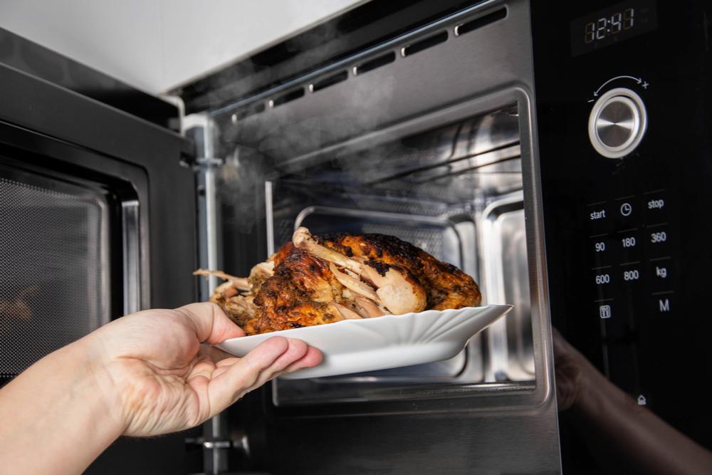Photo of Chicken Being Reheated in Microwave