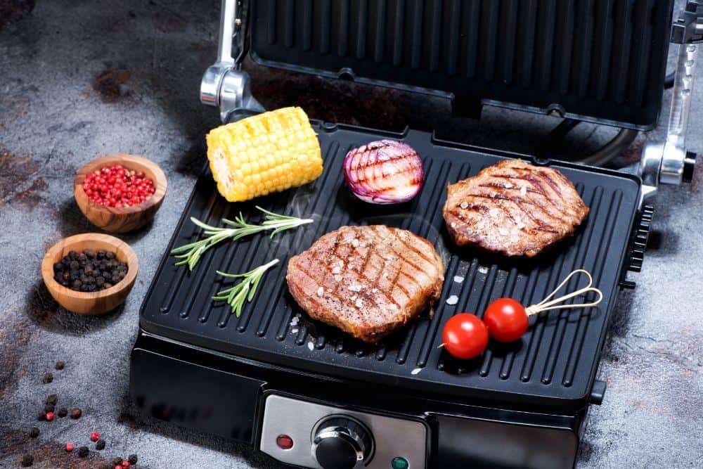 Photo of Hamburgers on an indoor electric Grill