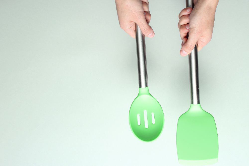 Photo of a Silicone Spatula and Slotted Spoon