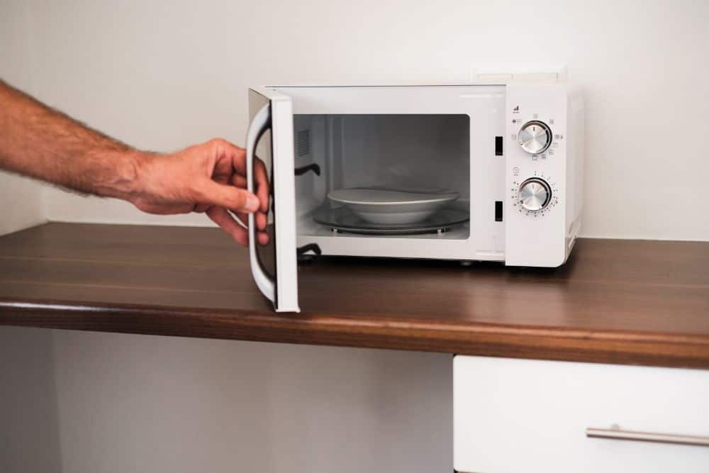 Photo of a Microwave with a Plate in It